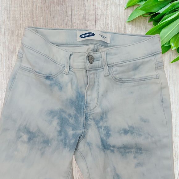 Old Navy Girls Ballerina Jeggings 10 Light Blue Raw Hem Stretch Adjustable Waist - Picture 3 of 11